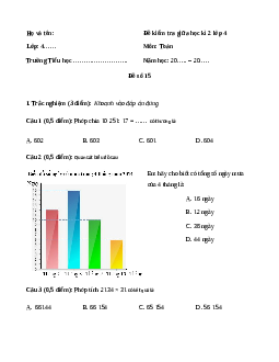 Đề thi giữa học kì 2 lớp 4 môn Toán Kết nối tri thức - Đề số 15