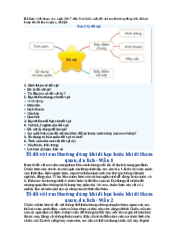 Tả một đồ vật em thường dùng khi đi học hoặc khi đi tham quan, du lịch - Tập làm văn lớp 3 Chân trời sáng tạo