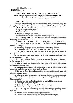 Đề thi giữa học kì 1 môn Hoạt động trải nghiệm hướng nghiệp 7 năm 2023 - 2024 sách Cánh diều - Đề 1