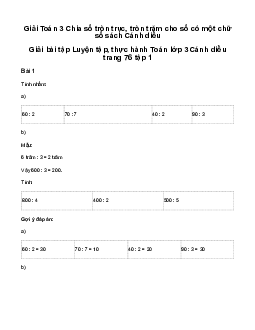 Chia cho số có một chữ số: Giải bài tập Luyện tập, thực hành Toán lớp 3 Cánh diều trang 78 tập 1