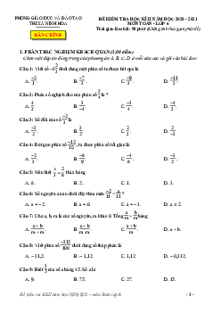Đề học kì 2 Toán 6 năm 2020 – 2021 phòng GD&ĐT thị xã Ninh Hòa – Khánh Hòa