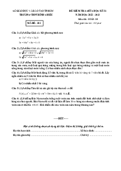 Đề giữa học kỳ 2 Toán 10 năm 2022 – 2023 trường THPT Bình Chiểu – TP HCM