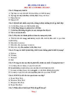 Đề Cương Ôn Tập Học Kỳ 1 Tin Học 9 Trắc Nghiệm Năm 2022-2023