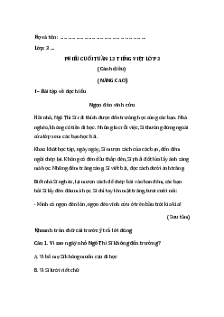 Bài tập cuối tuần Tiếng Việt lớp 3 Nâng cao Tuần 13 - Cánh diều