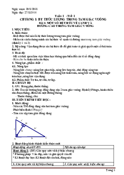 Giáo án hình học 9 học kỳ I theo phương pháp mới