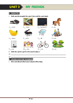 Bài tập Tiếng Anh 6 chương trình mới Bài 3: My Friends (có đáp án)-Mai Lan Hương-Hà Thanh Uyên
