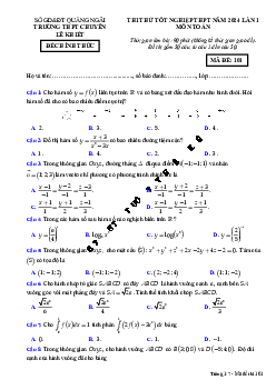 Đề thi thử TN THPT 2024 lần 1 môn Toán trường chuyên Lê Khiết – Quảng Ngãi