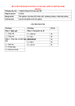 Đề luyện thi đánh giá năng lực | Đề số 9 Đại học Quốc gia Thành phố Hồ Chí Minh