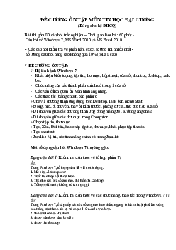Đề cương ôn tập Tin học đại cương