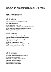 BỘ ĐỀ IELTS SPEAKING QUÝ 1 2023
