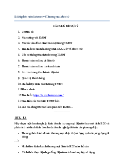Các chủ đề và hướng dẫn làm bài tập lớn môn Internet và Thương mại điện tử