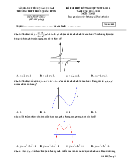 Đề thi thử THPT Quốc gia 2022 môn Toán lần 1 trường THPT Trần Quốc Tuấn, Quảng Ngãi (có đáp án)