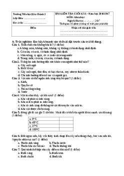 Đề thi học kì 2 môn Khoa học lớp 4 trường Tiểu học Hòa Chánh 2