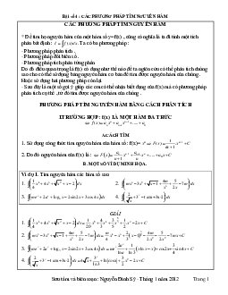 Các phương pháp tìm Nguyên hàm – Nguyễn Đình Sỹ Toán 12