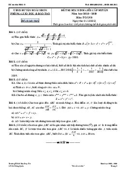 Đề thi học sinh giỏi cấp huyện Toán 9 năm 2018 – 2019 phòng GD&ĐT Hoài Nhơn – Bình Định