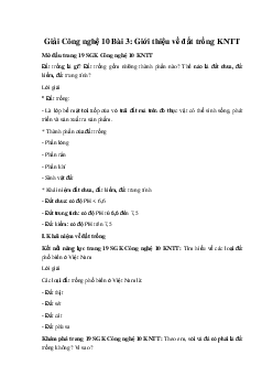 Giải Công nghệ 10 Bài 3: Giới thiệu về đất trồng KNTT