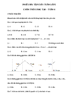 Phiếu bài tập cuối tuần Toán lớp 2| Chân trời sáng tạo - Tuần 6