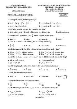 Đề thi HK2 Toán 10 năm 2019 – 2020 trường THPT Đặng Thúc Hứa – Nghệ An
