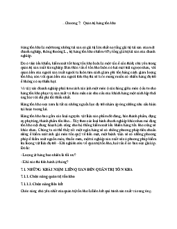 Bài giảng Chương 7: Quản trị hàng tồn kho môn Quản trị sản xuất | Trường Đại học Kinh tế và Quản trị Kinh doanh, Đại học Thái Nguyên