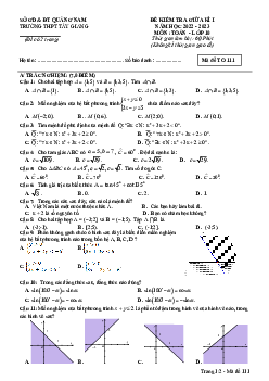 Đề giữa học kì 1 Toán 10 năm 2022 – 2023 trường THPT Tây Giang – Quảng Nam