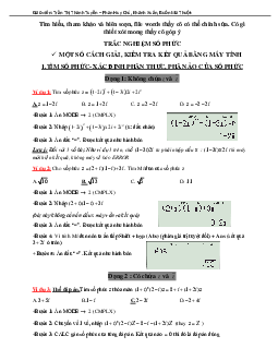 Một số cách giải và kiểm tra kết quả bài tập số phức bằng máy tính cầm tay Casio – Trần Thanh Tuyền Toán 12