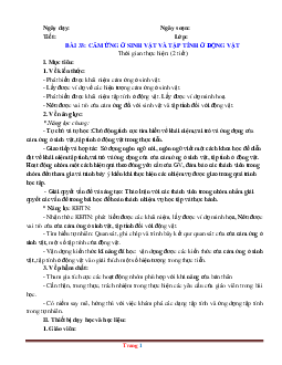 Giáo án KHTN 7 kết nối tri thức bài 33: Cảm ứng ở sinh vật và tập tính ở động vật