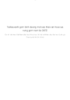 GỐM BÌNH DƯƠNG - MỘT SẮC THÁI VĂN HÓA  CỦA VÙNG GỐM NAM BỘ | Cơ sở văn hóa Việt Nam | Đại học Khoa học Xã hội và Nhân văn, Đại học Quốc gia Thành phố HCM