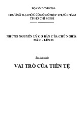 Bài tiểu luận : Vai trò của tiền tệ | Trường Đại học Công Nghiệp Thực Phẩm TPHCM