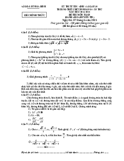 Đề thi vào 10 môn Toán (chuyên Tin) năm 2021 – 2022 trường chuyên Hoàng Văn Thụ – Hòa Bình