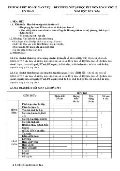 Đề cương học kỳ 1 Toán 12 năm 2023 – 2024 trường THPT Hoàng Văn Thụ – Hà Nội