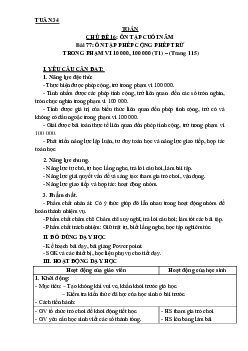 Bài 77: Ôn tập phép cộng, phép trừ trong phạm vi 100000  | Giáo án Toán 3 | Kết nối tri thức