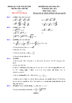 Đề thi giữa kì 1 Toán 9 năm 2020 – 2021 trường THCS Mễ Trì – Hà Nội