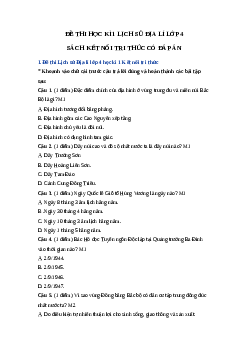 Đề thi Lịch sử Địa lí lớp 4 kì 1 Kết nối tri thức - Đề số 1