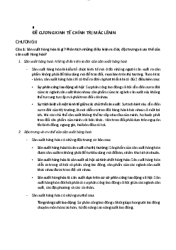Đề cương ôn tập bộ môn kinh tế chính trị Mác- Lênin