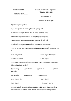 Đề thi giữa học kì 2 môn Sinh học lớp 10 năm 2023 - 2024 (Sách mới) | Kết Nối Tri Thức đề 4