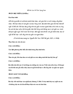 Đề thi vào 10 môn Ngữ văn năm 2023 - 2024 sở GD&ĐT Lạng Sơn