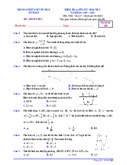 Đề thi giữa HK1 Toán 12 năm 2020 – 2021 trường THPT Nguyễn Trãi – Quảng Nam