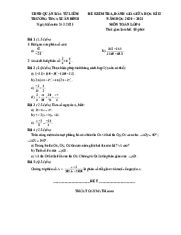 Đề thi giữa kì 2 Toán 6 năm 2020 – 2021 trường THCS Xuân Đỉnh – Hà Nội