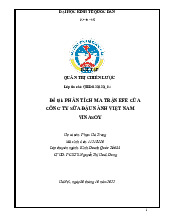 Đề tài: Phân tích ma trận efe của công ty sữa đậu nành Việt Nam vinasoy môn Quản trị chiến lược  | Trường Đại học Kinh Tế Quốc Dân
