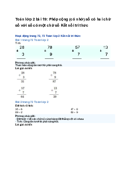 Toán lớp 2 bài 19: Phép cộng (có nhớ) số có hai chữ số với số có một chữ số | Kết nối tri thức