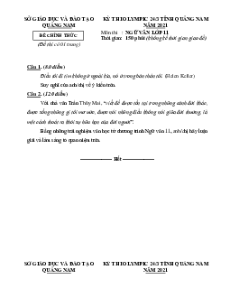 Đề thi Olympic Ngữ Văn 11 Sở GD&ĐT Quảng Nam 2021 (có đáp án)