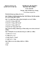 Đề thi giữa kì môn Việt ngữ học | Đại Học Hà Nội