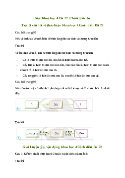 Giải Khoa học lớp 4 Bài 22: Chuỗi thức ăn | Cánh diều