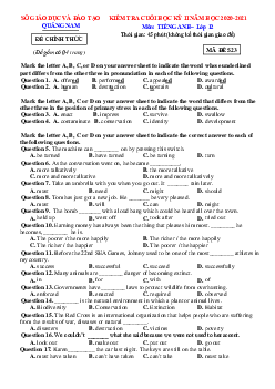 Đề thi HK2 tiếng anh 12 sở GD Quảng Nam 2020-2021 (có đáp án)