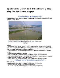 Lịch Sử và Địa Lí lớp 4 Bài 8: Thiên nhiên vùng đồng bằng Bắc Bộ | Chân trời sáng tạo