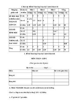 Đề thi học kì 2 môn Toán 2 năm 2022 - 2023 sách Chân trời sáng tạo | đề 2