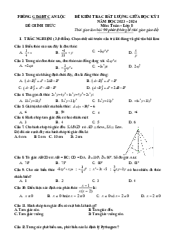 Đề giữa học kỳ 1 Toán 8 năm 2023 – 2024 phòng GD&ĐT Can Lộc – Hà Tĩnh