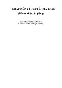 Nhập môn lý thuyết ma trận | Đại học Sư Phạm Hà Nội