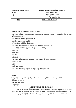 Đề luyện thi cuối học kì 2 môn Tiếng Việt lớp 4 năm học 2014-2015 trường tiểu học Bản Cầm, Lào Cai
