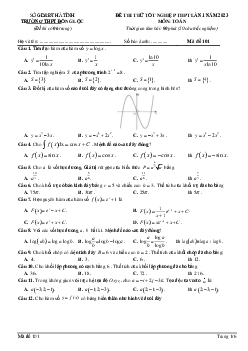 Đề thi thử THPT Quốc gia năm 2023 môn Toán lần 1 trường THPT Đồng Lộc, Hà Tĩnh (có lời giải)